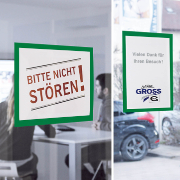 Hafttasche RGS: A4 selbsthaftend an Glasscheiben, bis 120° hitzebeständig 