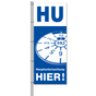 Fahne: HU hier Hauptuntersuchung / HU hier!  H 375 x B 150cm