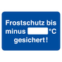 Kundendienst-Etikett Frostschutz bis Minus °C: zum Ausfüllen in Spenderbox 